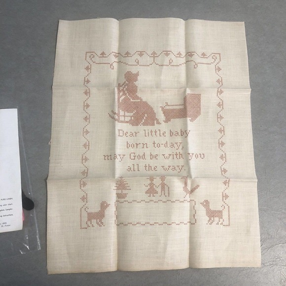 Vintage Embroidery Kit Dear Little Baby New Mother Prayer Jane Snead Samplers - Picture 5 of 9